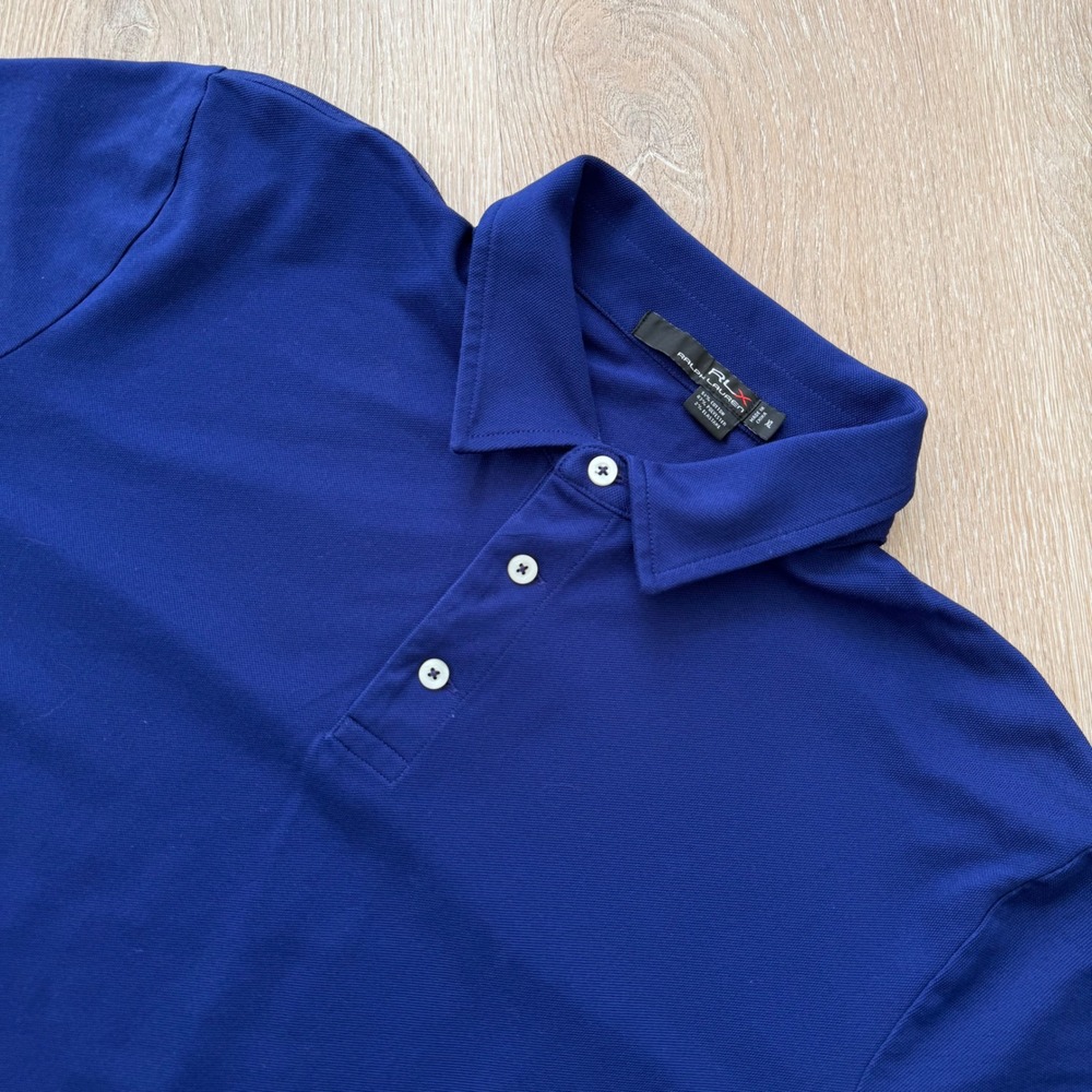 RLX Ralph Lauren Cassique Polo Shirt Mens XL Blue Short Sleeve Performance